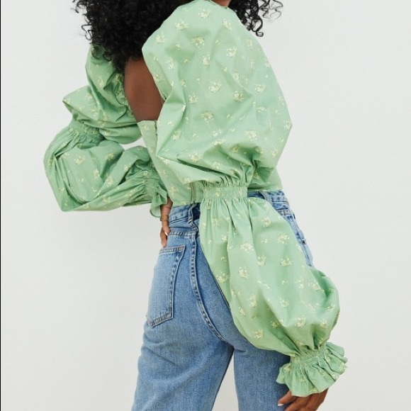 House Of Cb “Millicent” Olive long Sleeve Corset Top Size L+ US 12-14 - Picture 5 of 14